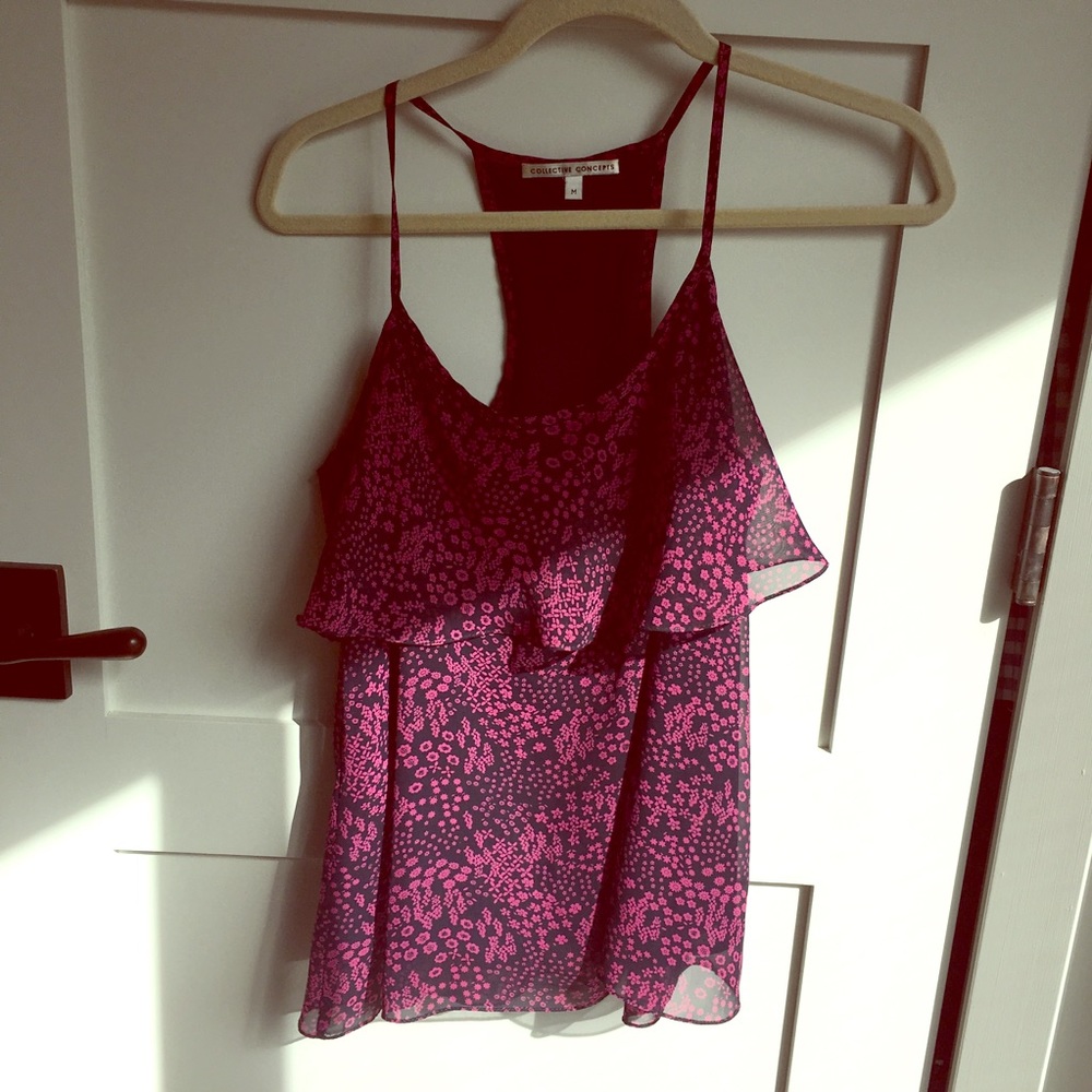 Collective Concepts Floral printed flounce top